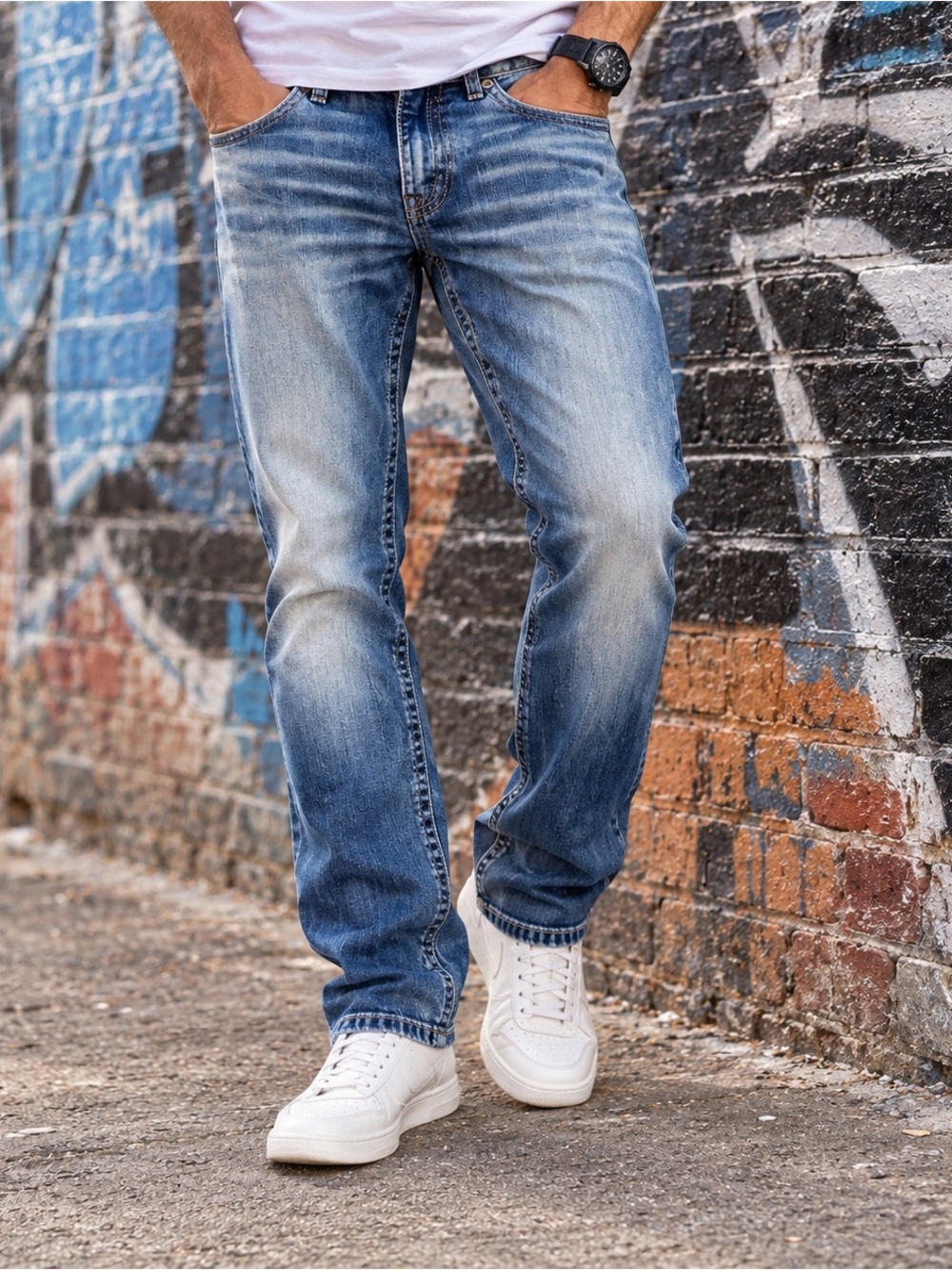 BKE Alec Straight Leg Jeans 30L Medium Wash Stretch AVC5030
